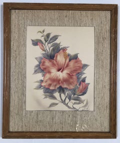 1940 Floral Still Life Original Airbrushed Painting by Ted Mundorff, Pair