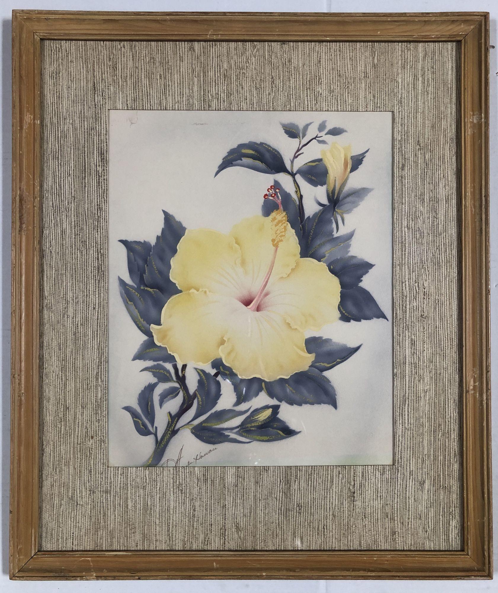 American 1940 Floral Still Life Original Airbrushed Painting by Ted Mundorff, Pair For Sale