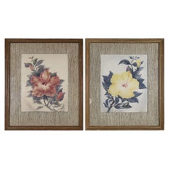 Originales Airbrush-Gemälde von Ted Mundorff, Blumenstillleben, Original, 1940, Paar