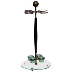 1940 Fontana Arte Style Umbrella Stand Italian Design Crystal and Brass