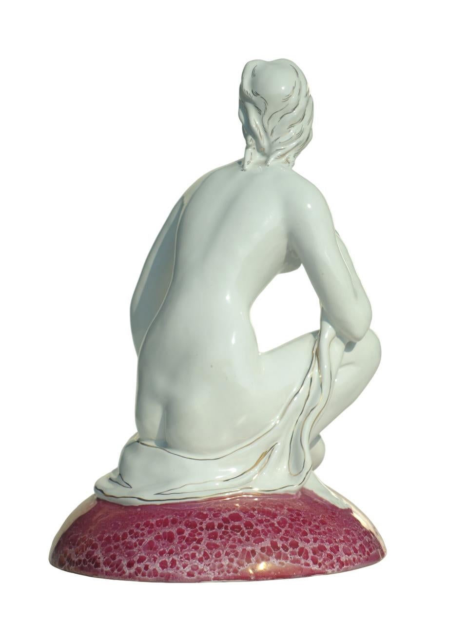 1940 Forlani Laveno Art Deco Italienische Keramik-Frauenfigur aus Keramik im Zustand „Hervorragend“ im Angebot in Brescia, IT