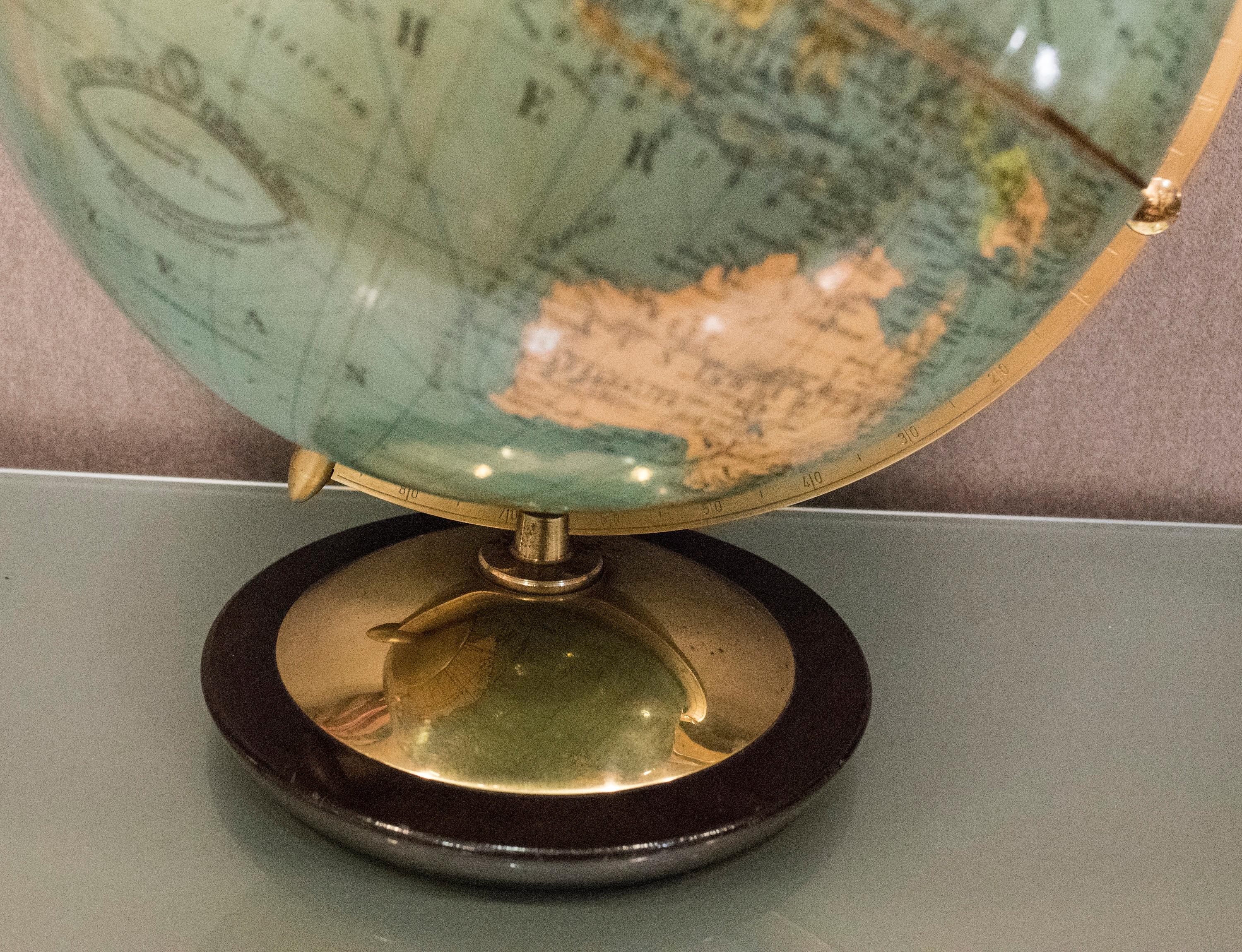 Hand-Crafted 1940 Germany Columbus Verlag Earth Globe and Bar, Bauhaus, Berlin