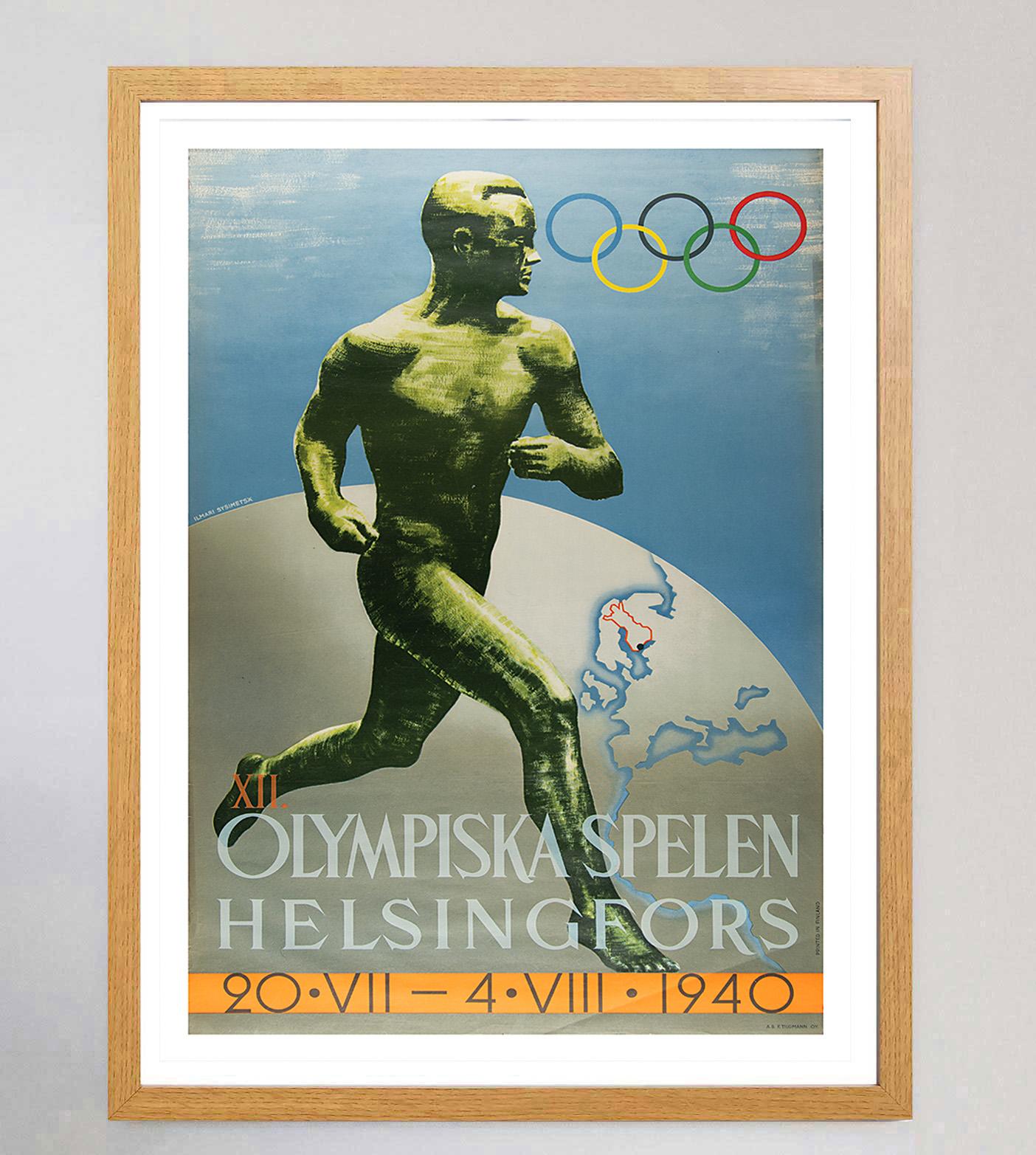 Finnish 1940 Helsinki Olympic Games Original Vintage Poster For Sale