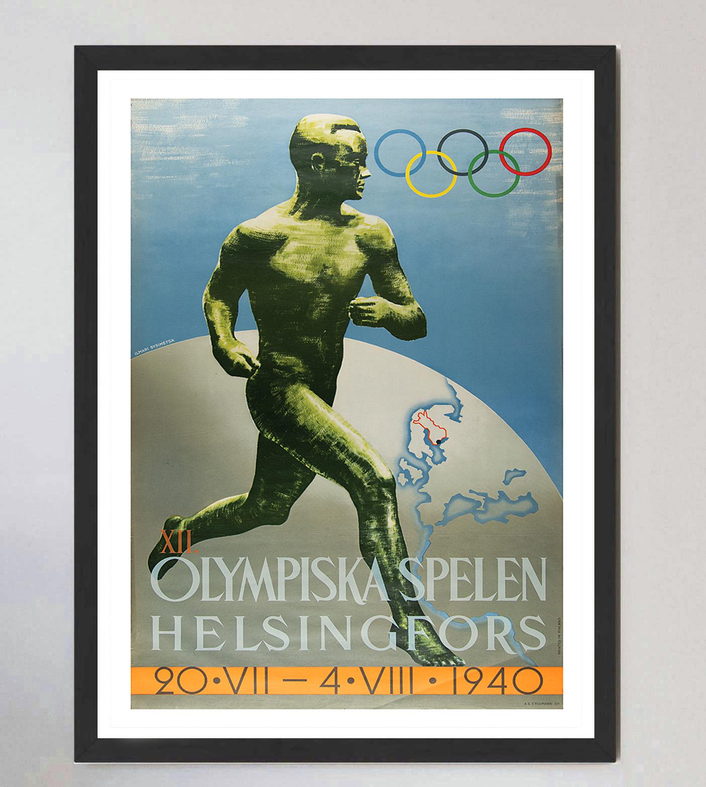 Mid-20th Century 1940 Helsinki Olympic Games Original Vintage Poster For Sale