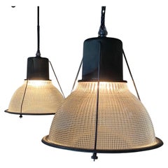 1940 Holophane Industrial Quilted Glass Pendant Light Set of 10