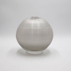 1940 Holophane Prismatic Glass Globe Pendant Light with Brass Fittings