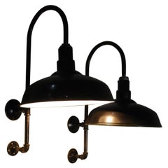 Antique 1940 Industrial Benjamin Sconces Lights