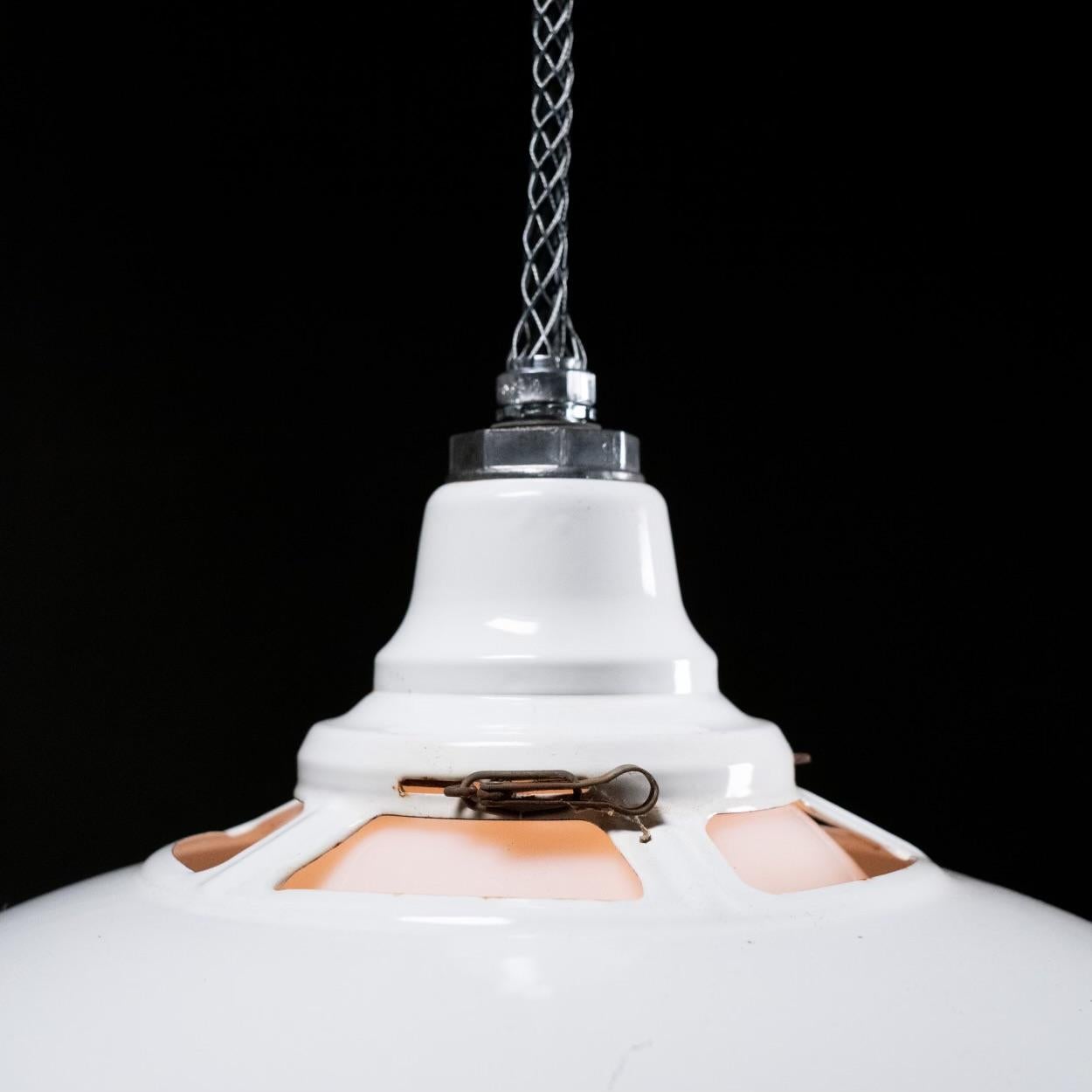 Machine Age 1940 Industrial Enamel Pendant Lights 8 Available For Sale