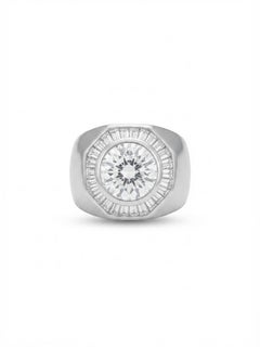 1940 Italian 2.80 Ct Diamond Solitaire Plus 1.80 Ct Diamond Teps, 18 KT
