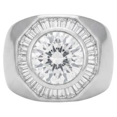 1940 Italian 2.80 Ct Diamond Solitaire Plus 1.80 Ct Diamond Teps, 18 KT