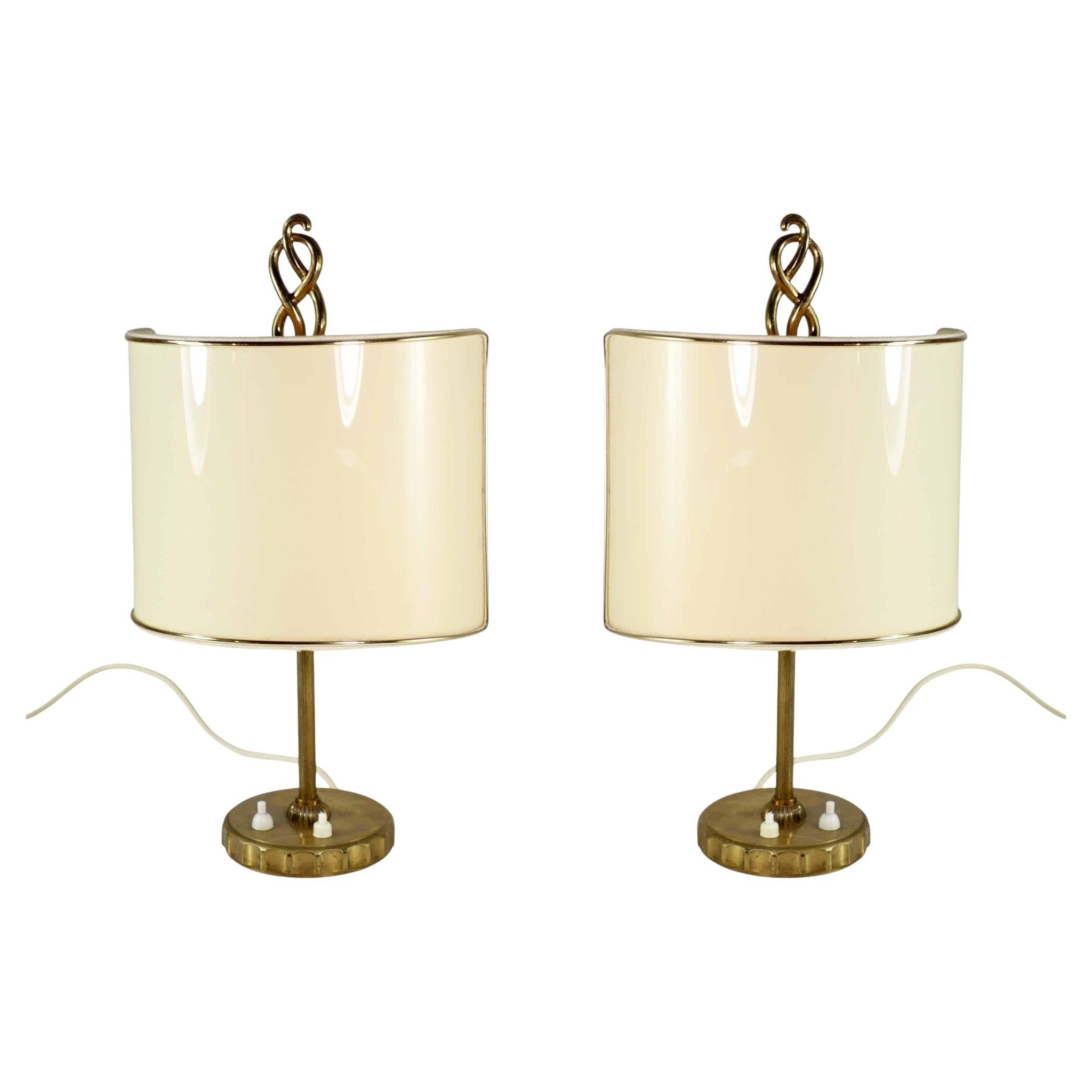1940 Am designs italiens Serpentina lampe de table en laiton _ Set of 2