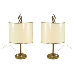Lampada da tavolo in ottone Serpentina di design italiano del 1940 _ Set di 2