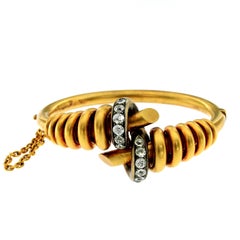 1940 Italian Diamond Gold Bangle Bracelet