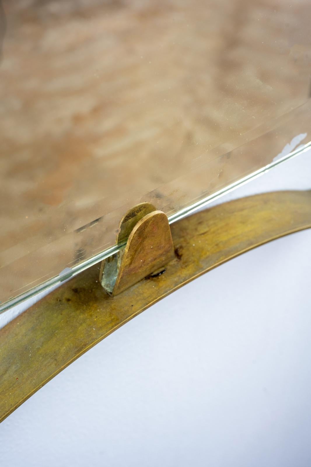 1940 Italian Mirror in Brass and Patina with Hook in Cast Bronze 2