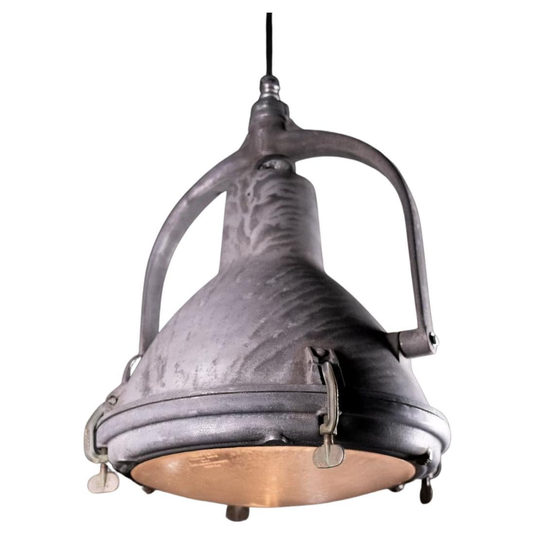 1940 Large Cast Industrial Nautical Pendant Lights For Sale