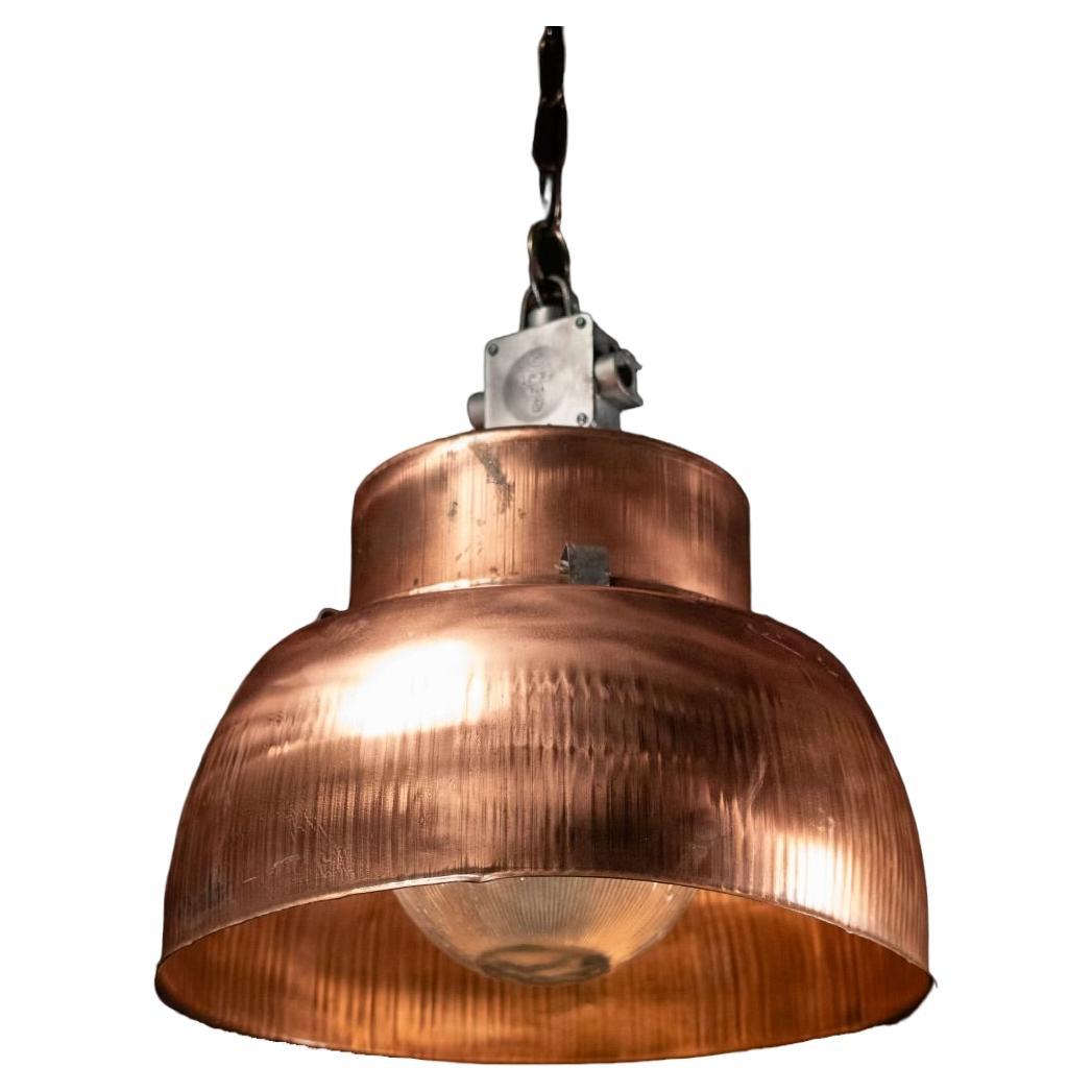 1940 large industrial copper pendant lights  For Sale