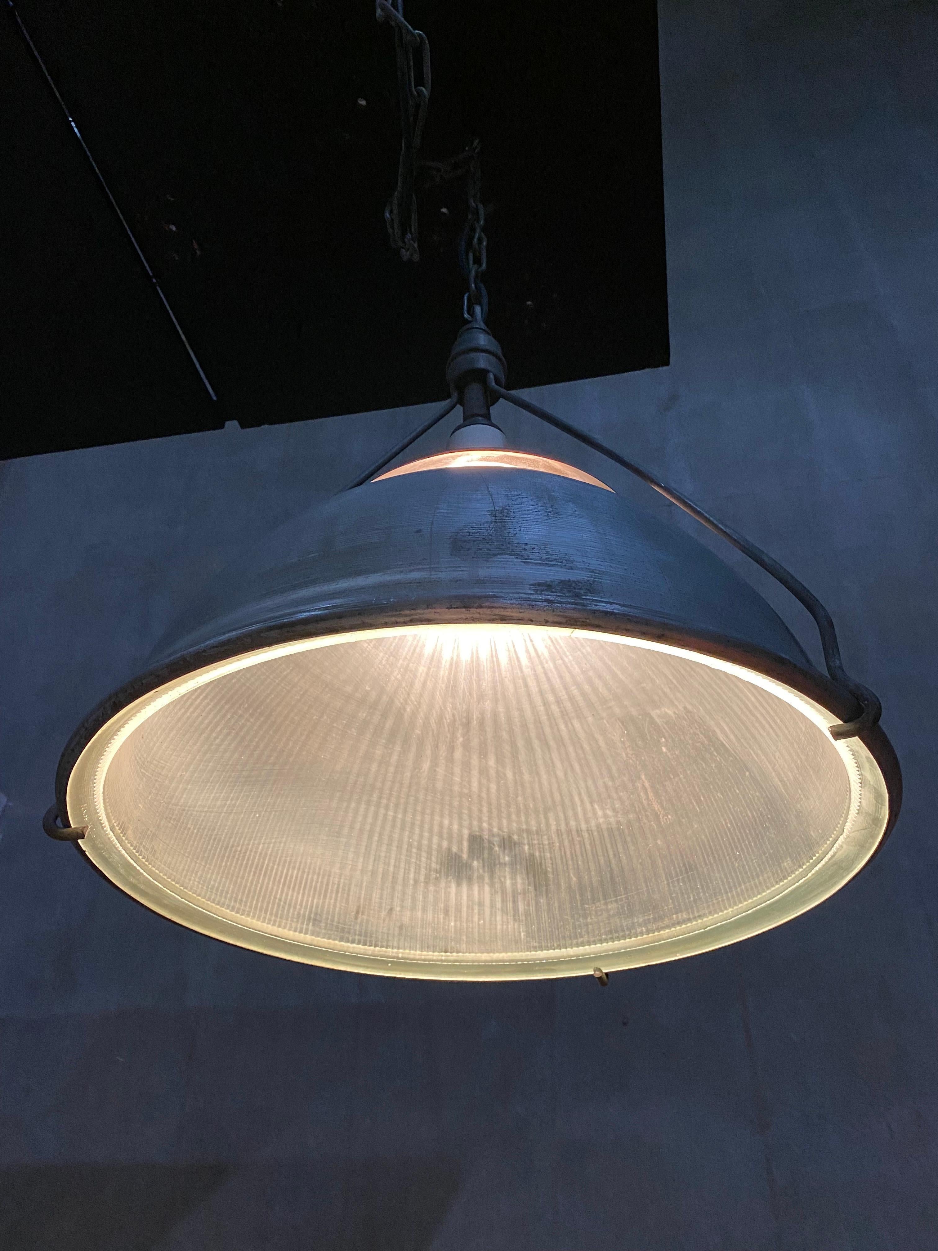 American 1940 Large Industrial Holophane Light For Sale