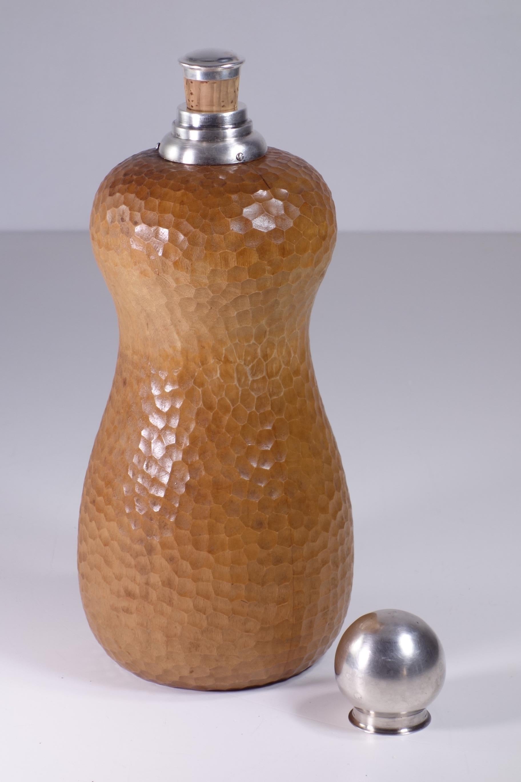 Art déco Carafe à bouteille Art Déco italien en métal argenté Macabo 1940 en vente