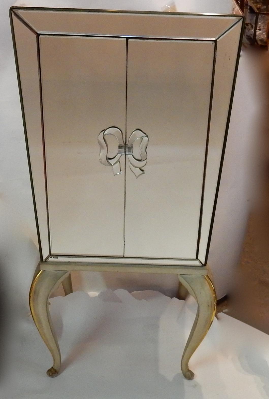 French 1940 Maison Jansen Art Deco Cabinet Adorned with Mirrors For Sale