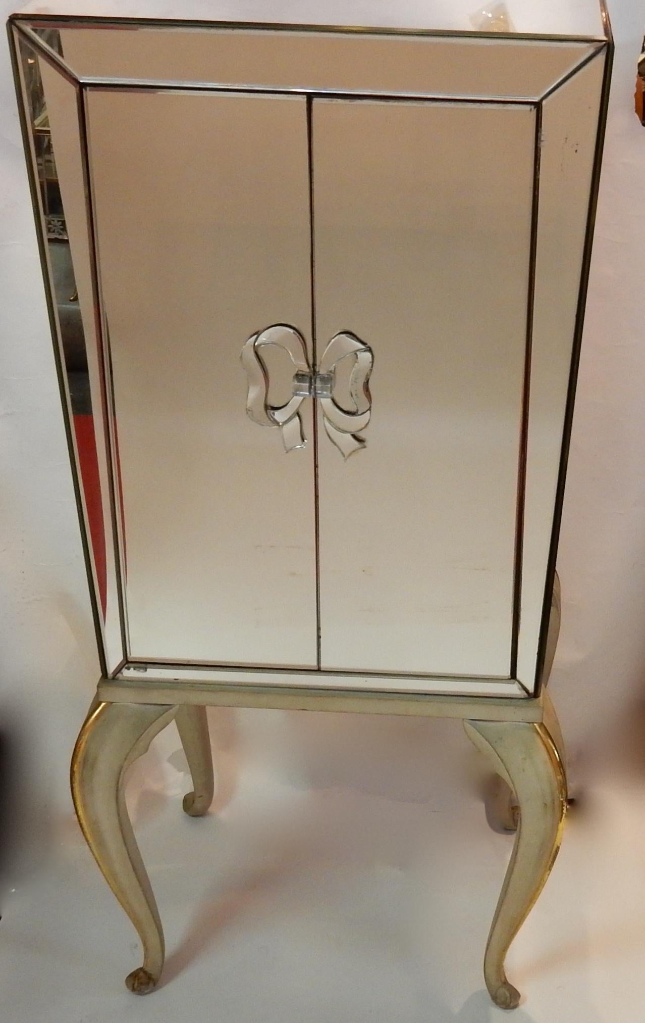 Painted 1940 Maison Jansen Art Deco Cabinet Adorned with Mirrors For Sale