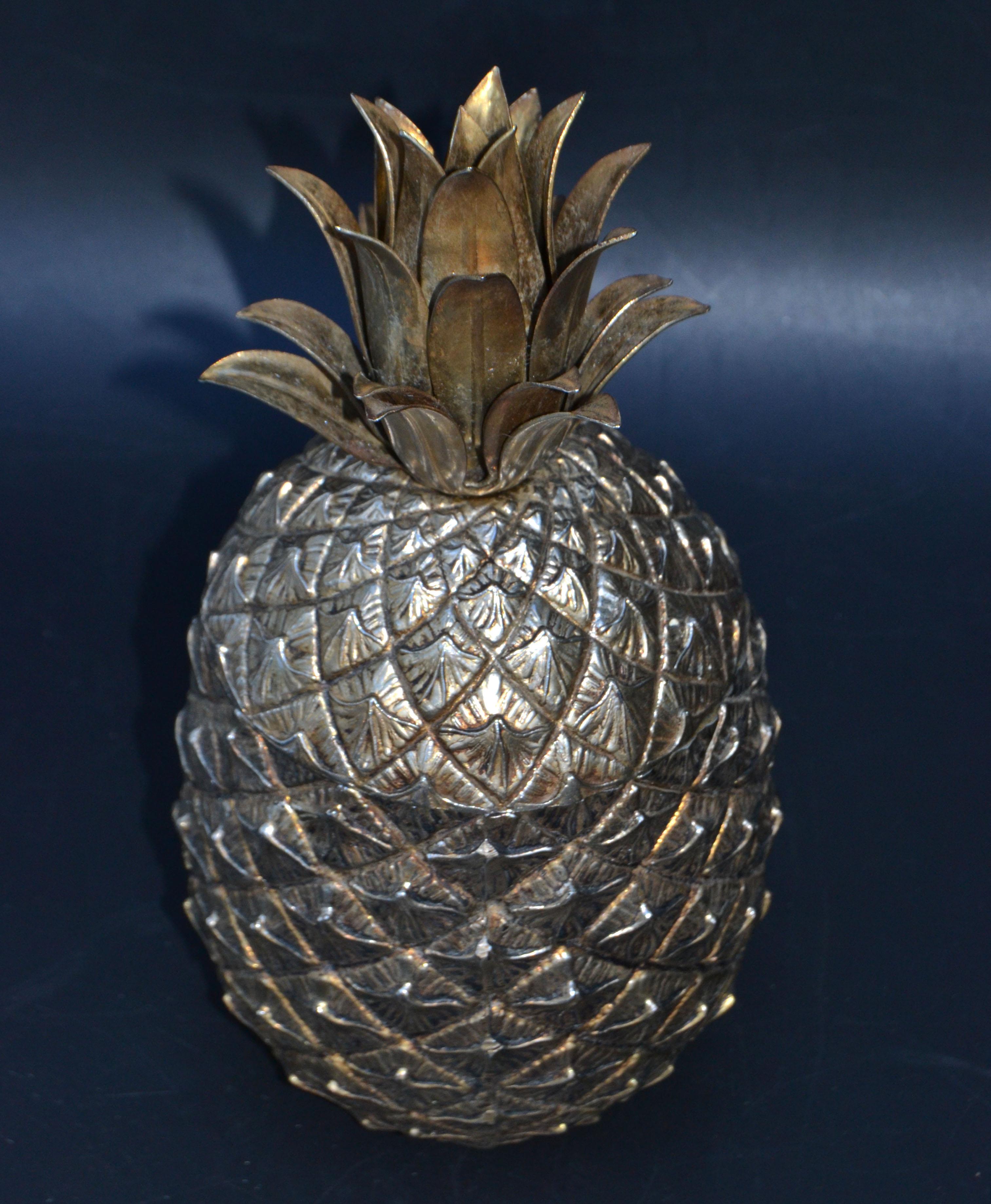 Hand-Crafted 1940 Mauro Manetti Gold Plate Pineapple Ice Bucket Mid-Century Modern, Italy