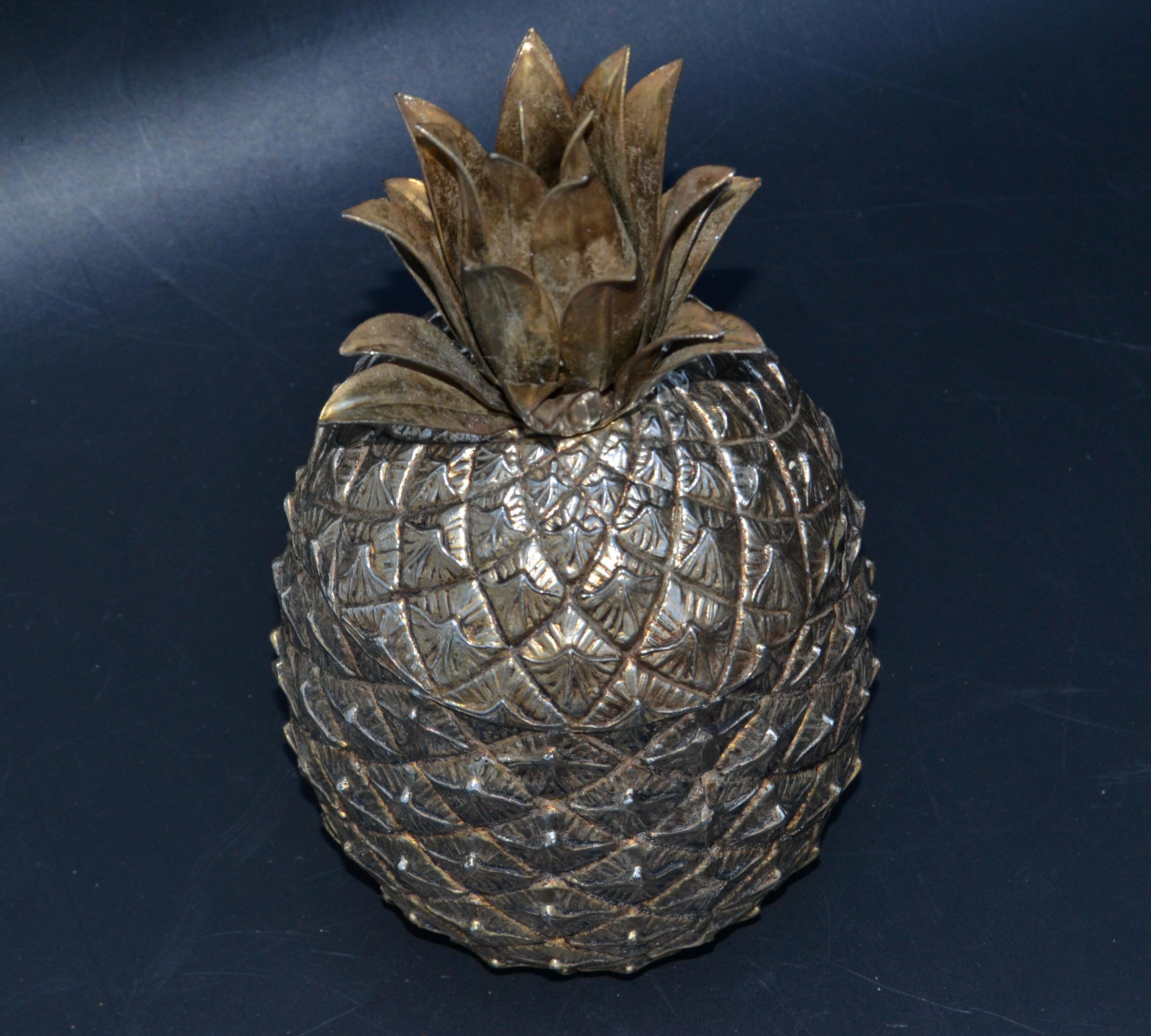 1940 Mauro Manetti Gold Plate Pineapple Ice Bucket Mid-Century Modern, Italy In Fair Condition In Miami, FL