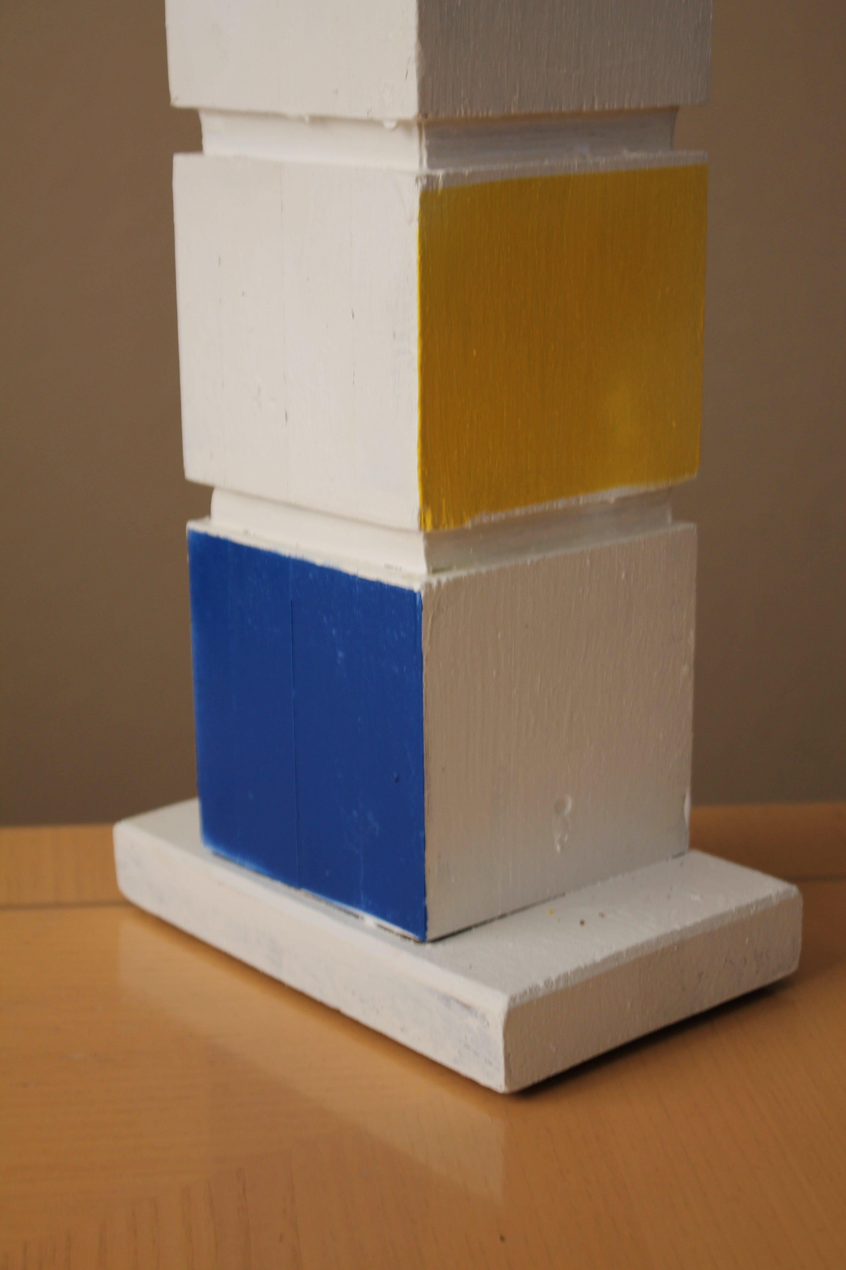 1940 Mid Century Modern Wood Polychromed Lamp Art! De Stijl! Nach Piet Mondrian (Messing) im Angebot