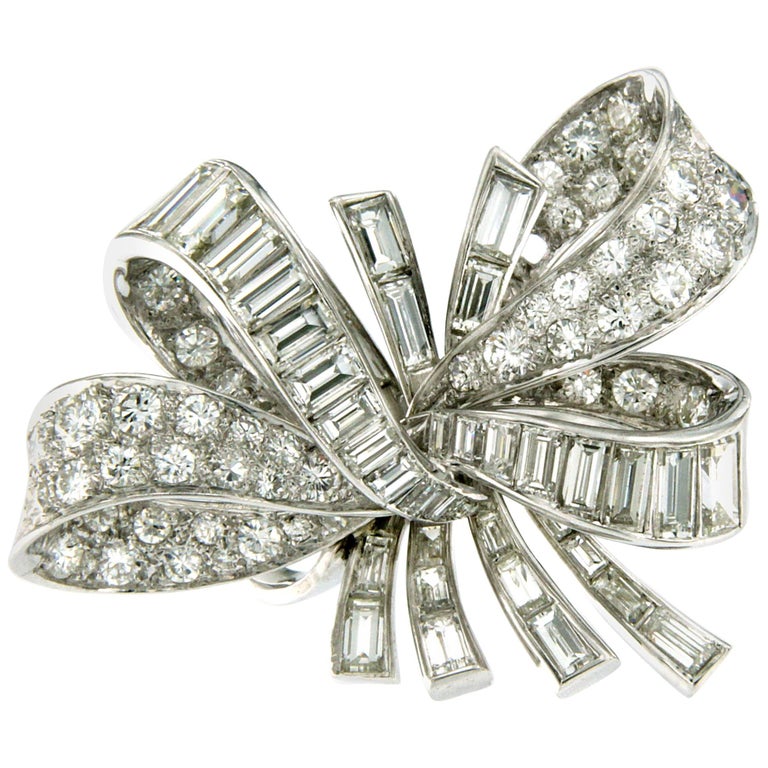 1940' Missiaglia Venezia 3 Carats Diamond and Platinum Bow Ring at 1stDibs