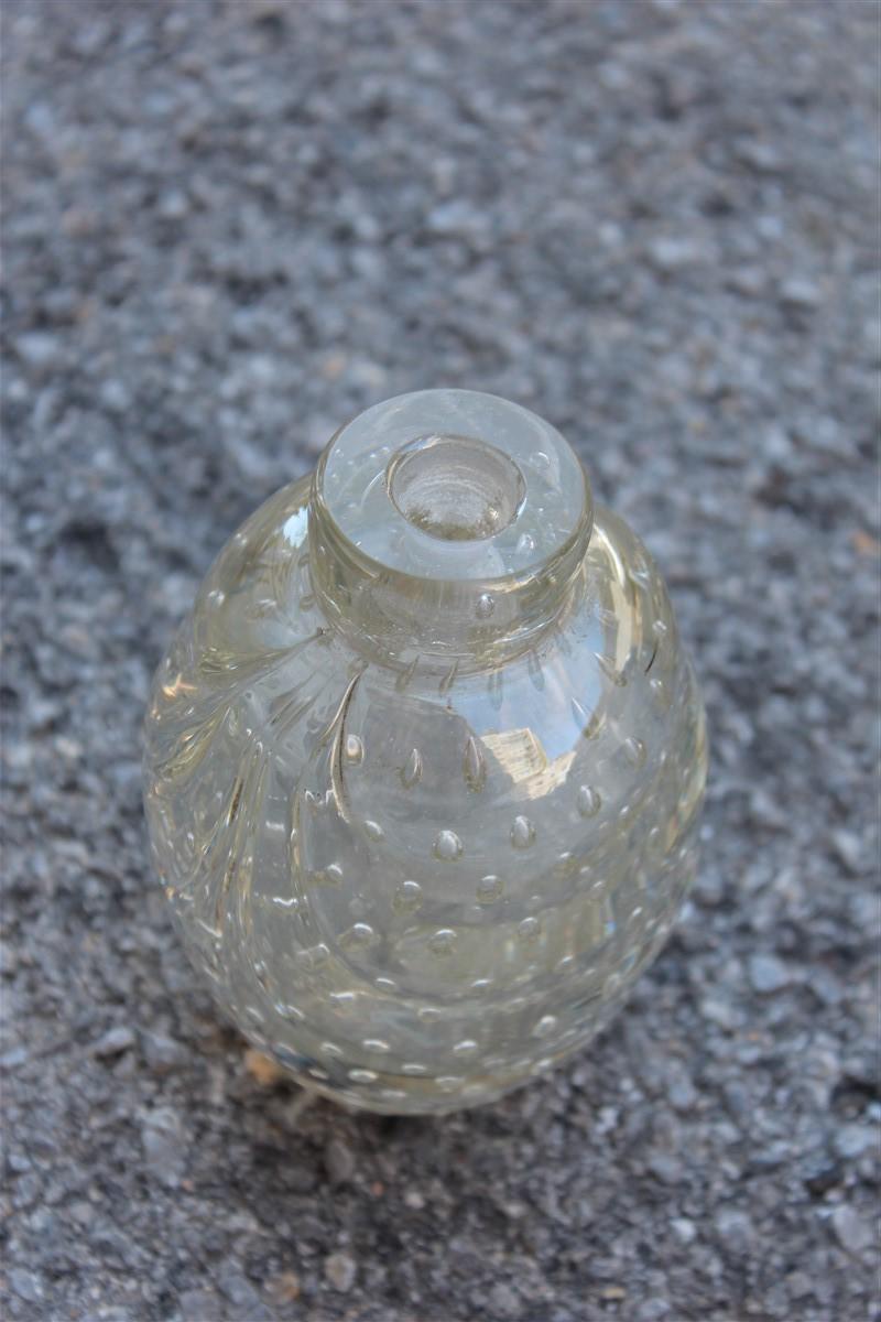 Mid-20th Century 1940 Murano Glass Bottle with Glass Bubbles Italian Design Barovier For Sale