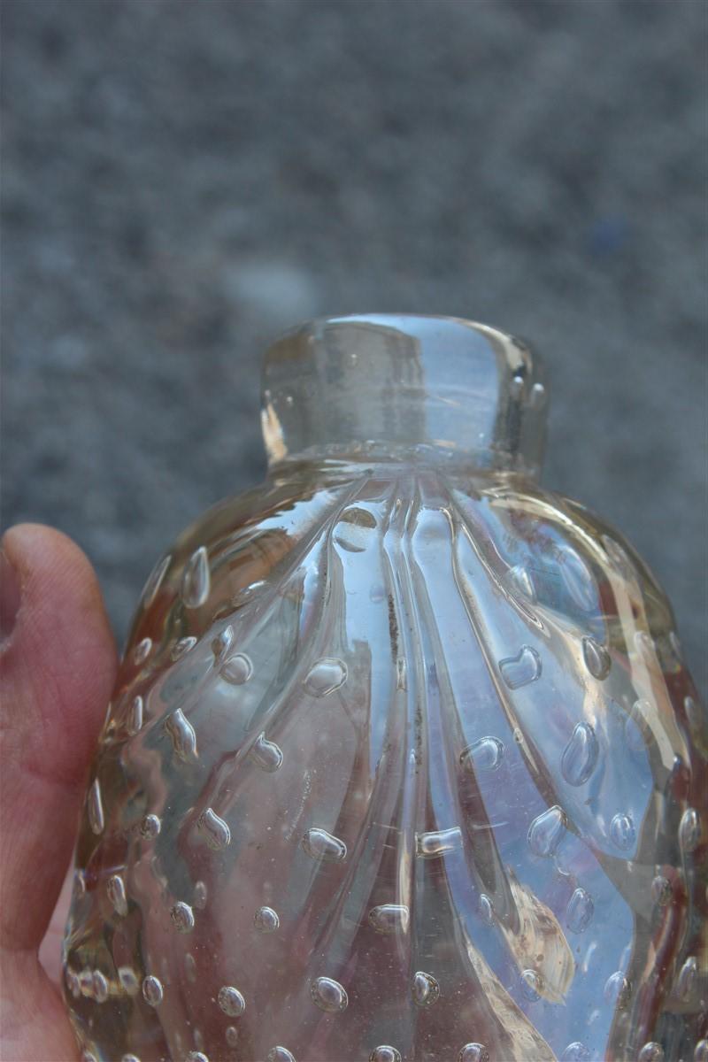 1940 Murano Glass Bottle with Glass Bubbles Italian Design Barovier For Sale 1