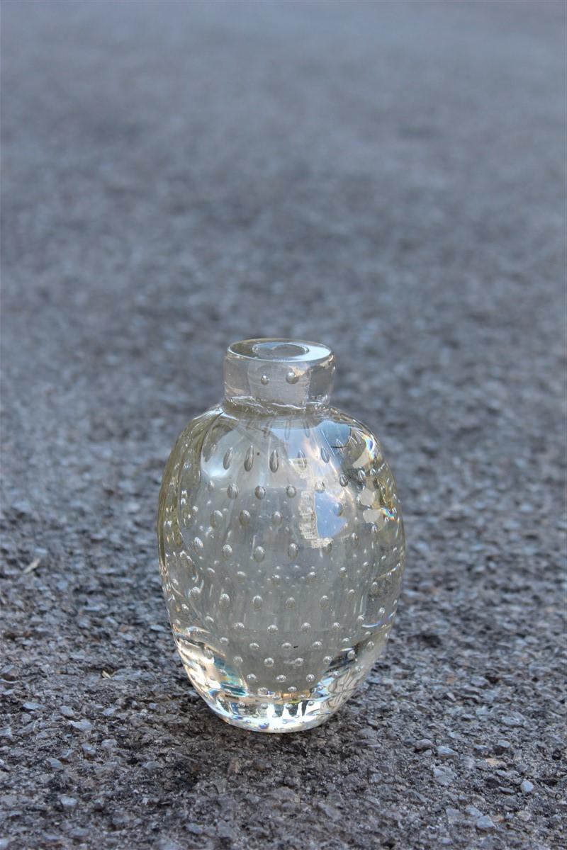 1940 Murano Glass Bottle with Glass Bubbles Italian Design Barovier For Sale 2