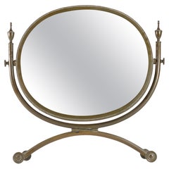 1940 Neoclassical Italian Brass Table Mirror