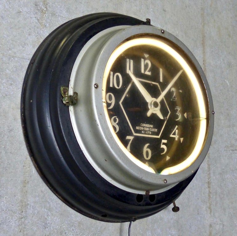 1940 Neon Clock by Canadian NeonRay Clock Co. at 1stDibs canadian