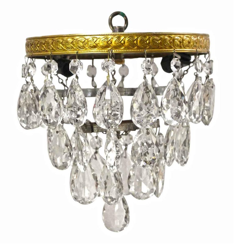 1940 Nyc Waldorf Astoria Hotel Petite Cut Crystal Flush Mount
