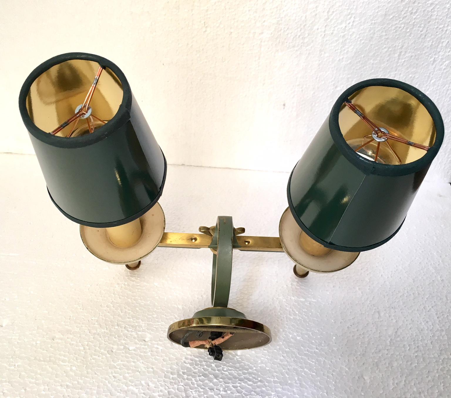 French 1940 Pair of Art Deco Wall Sconces