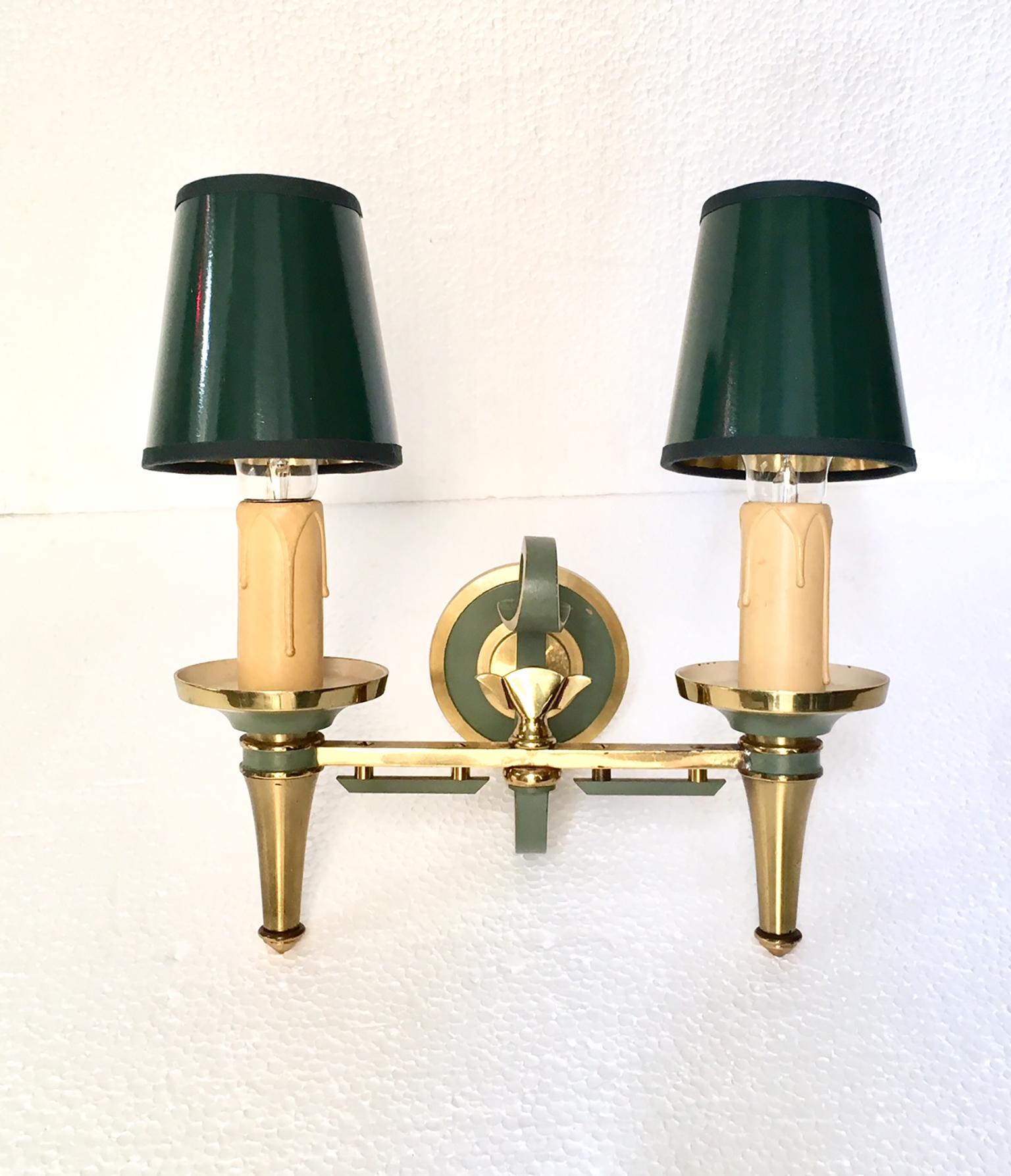 Lacquered 1940 Pair of Art Deco Wall Sconces