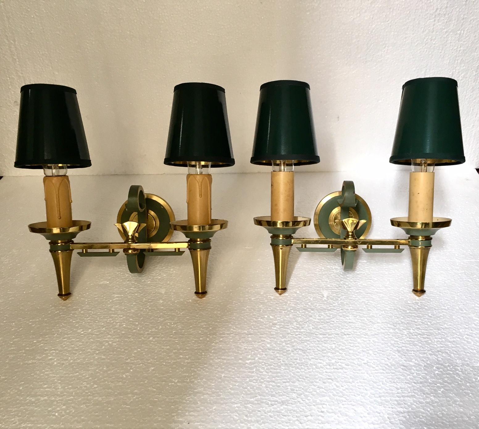 20th Century 1940 Pair of Art Deco Wall Sconces
