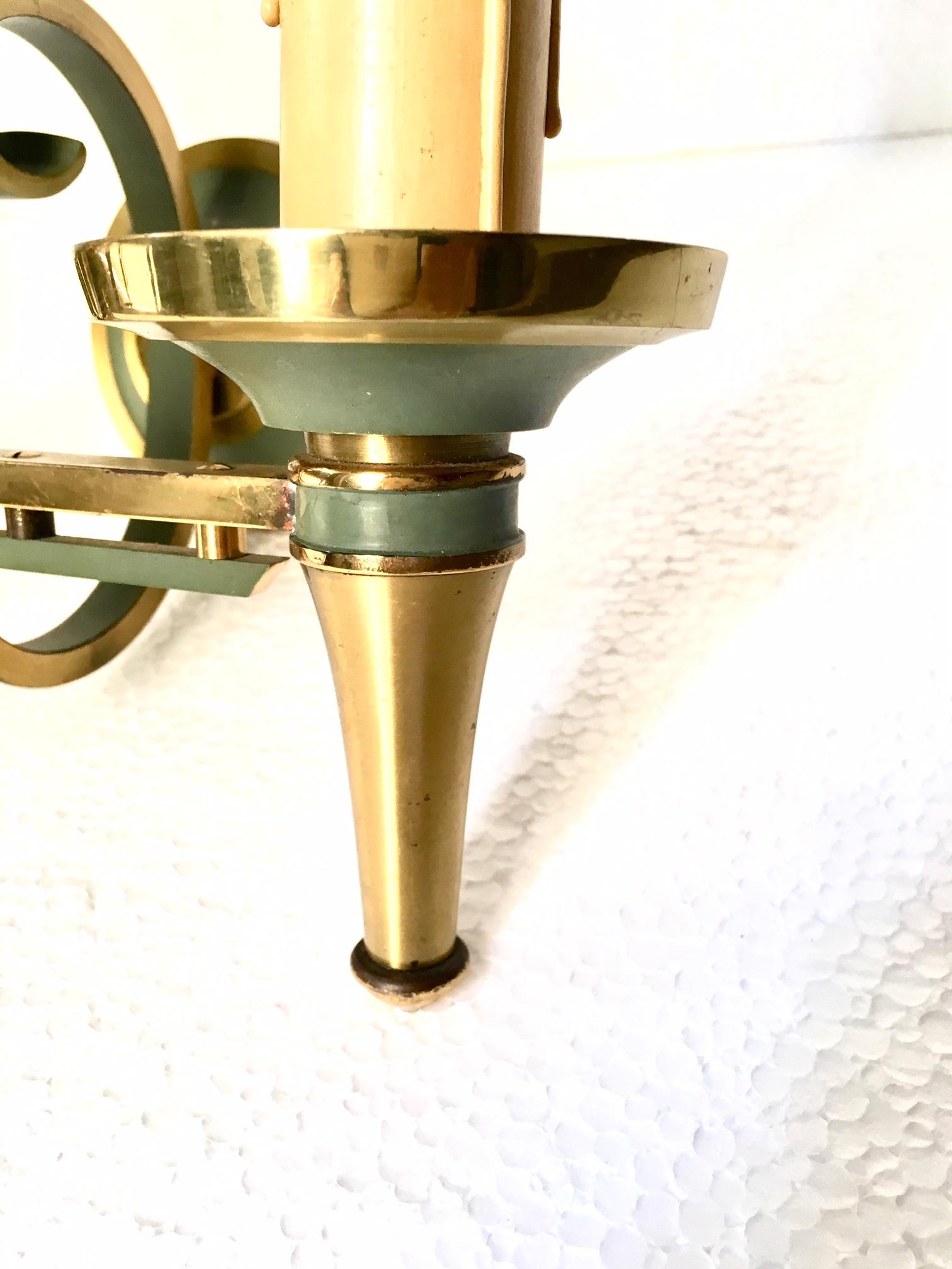 Bronze 1940 Pair of Art Deco Wall Sconces