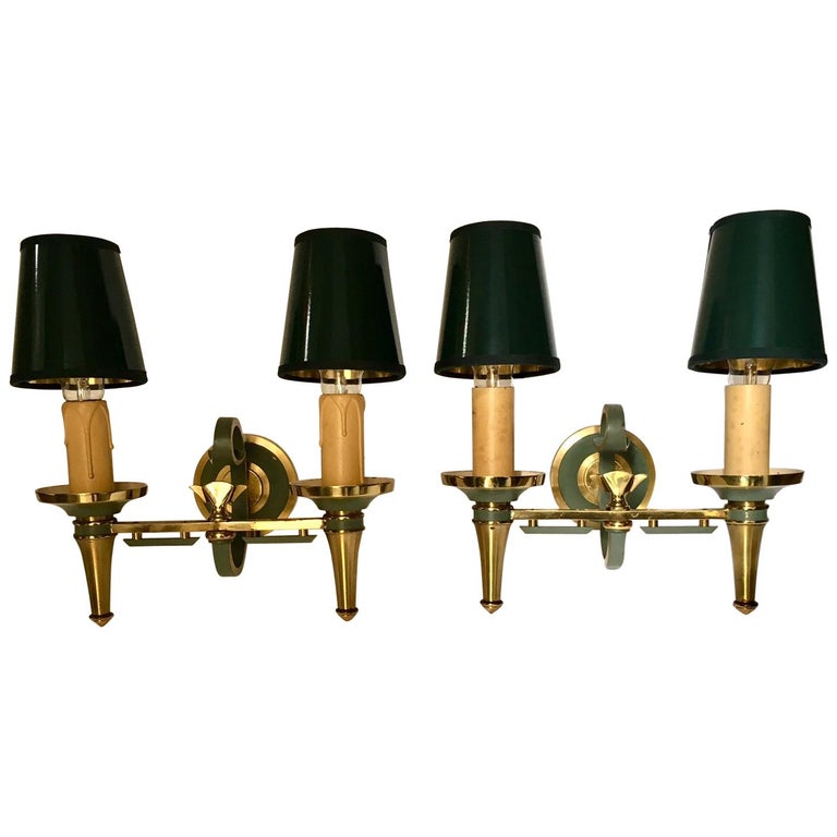 1940 Pair of Art Deco Wall Sconces at 1stDibs