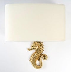 1940 Pair of Bronze Wall Lamps "Hippocampe" by Marcel Guillemard
