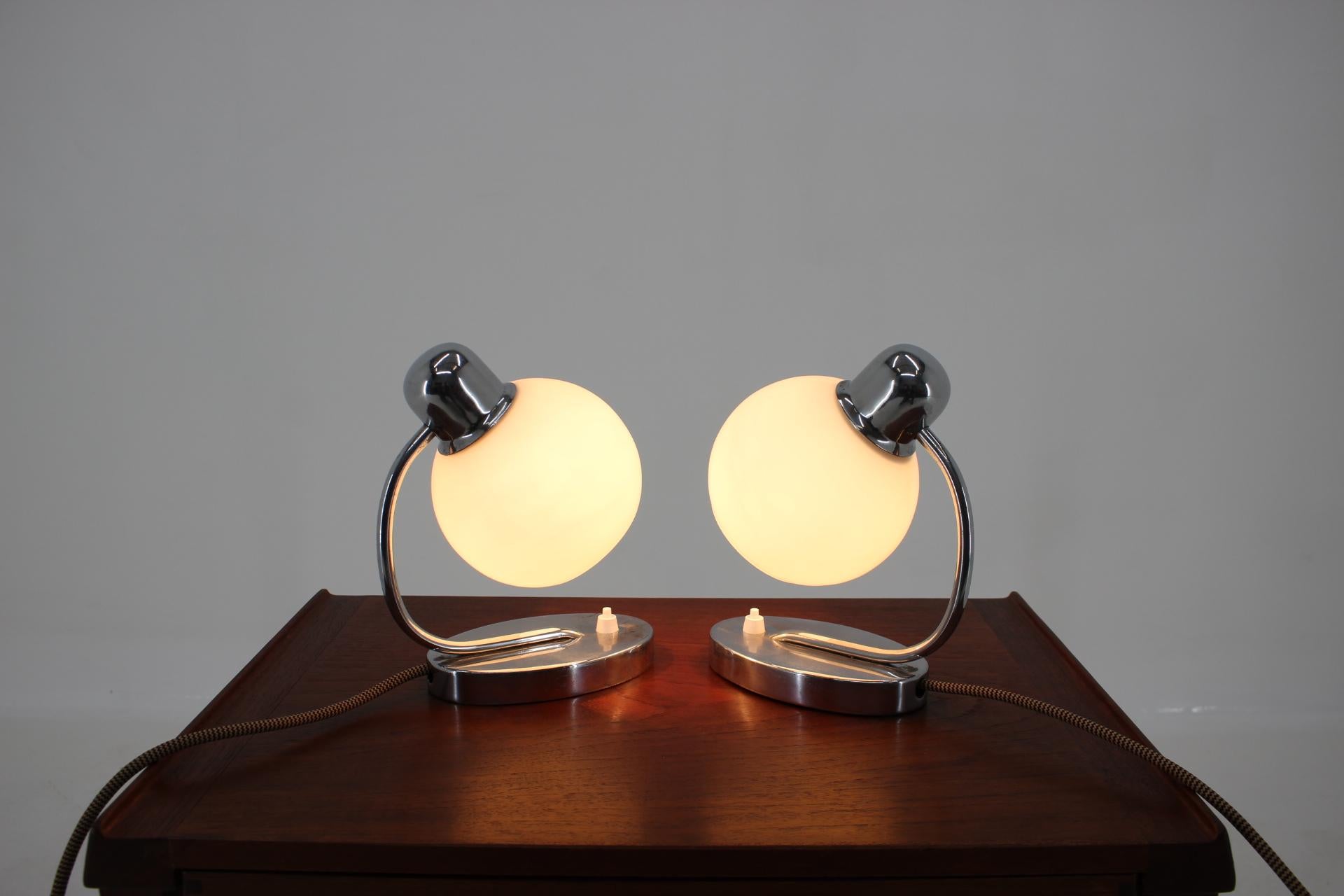 Metal 1940 Pair of Design Table Lamps/Drupol Type 1606