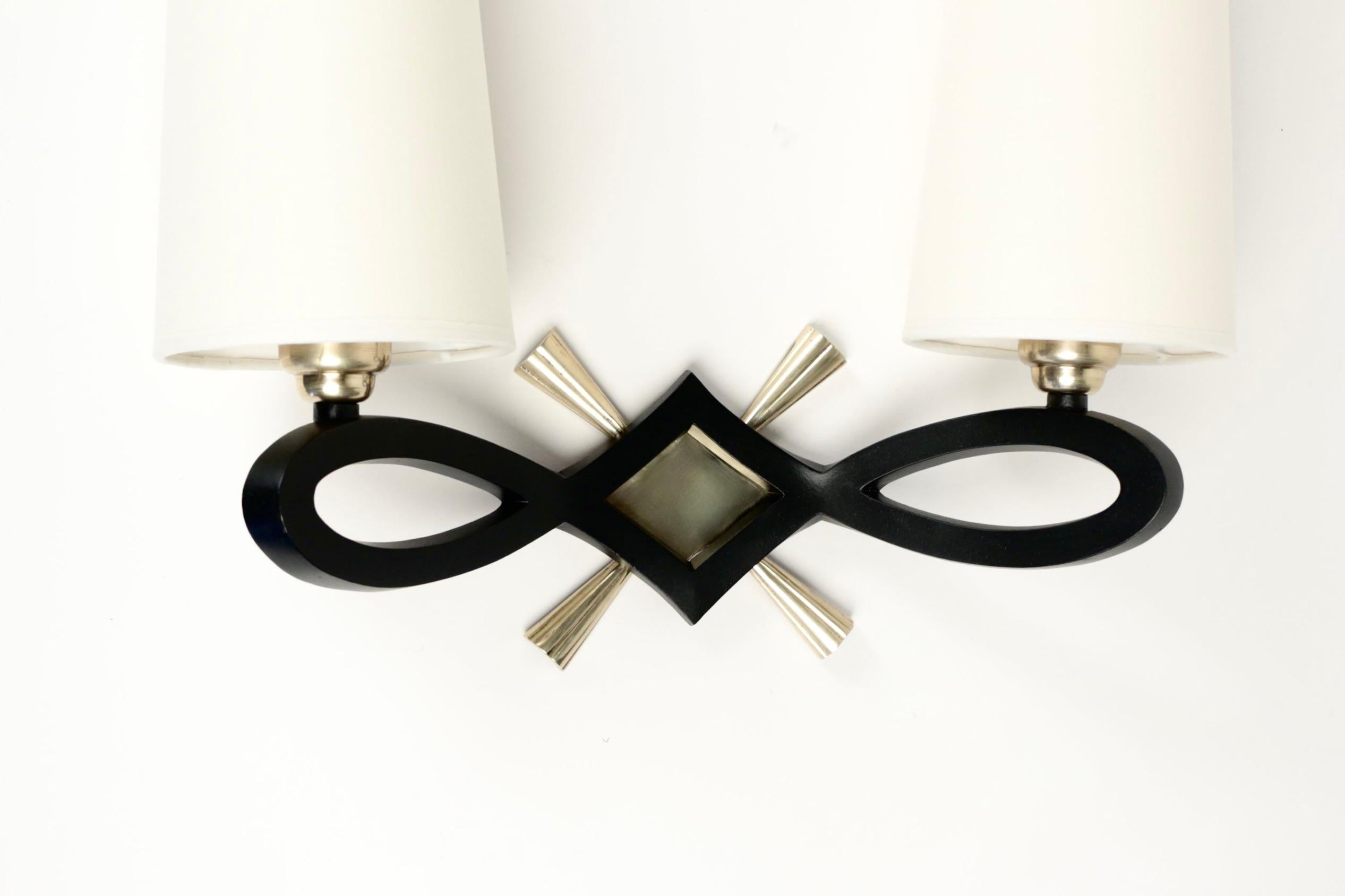 French 1940 Pair of Wall Lights by Marcel Guillemard