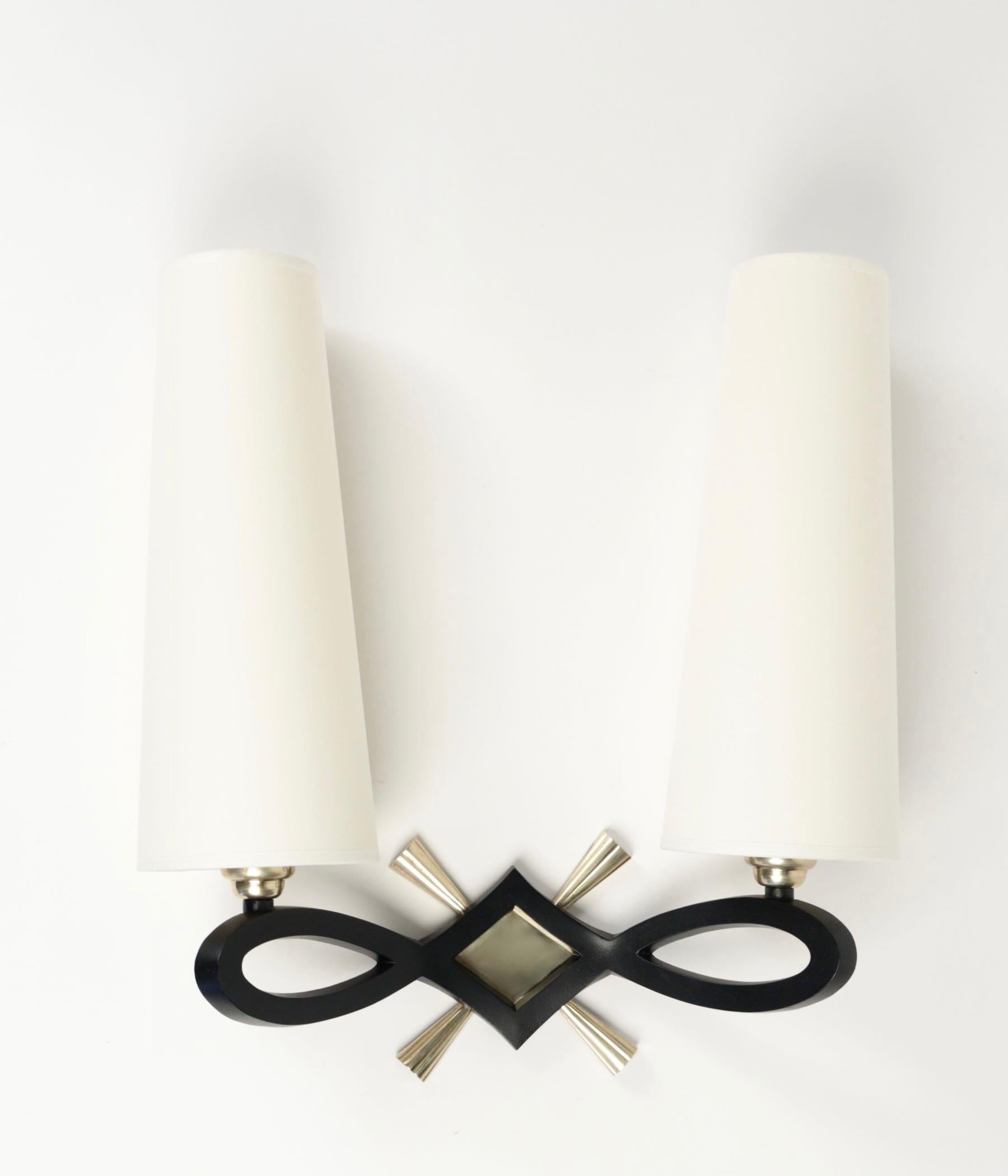 Brass 1940 Pair of Wall Lights by Marcel Guillemard