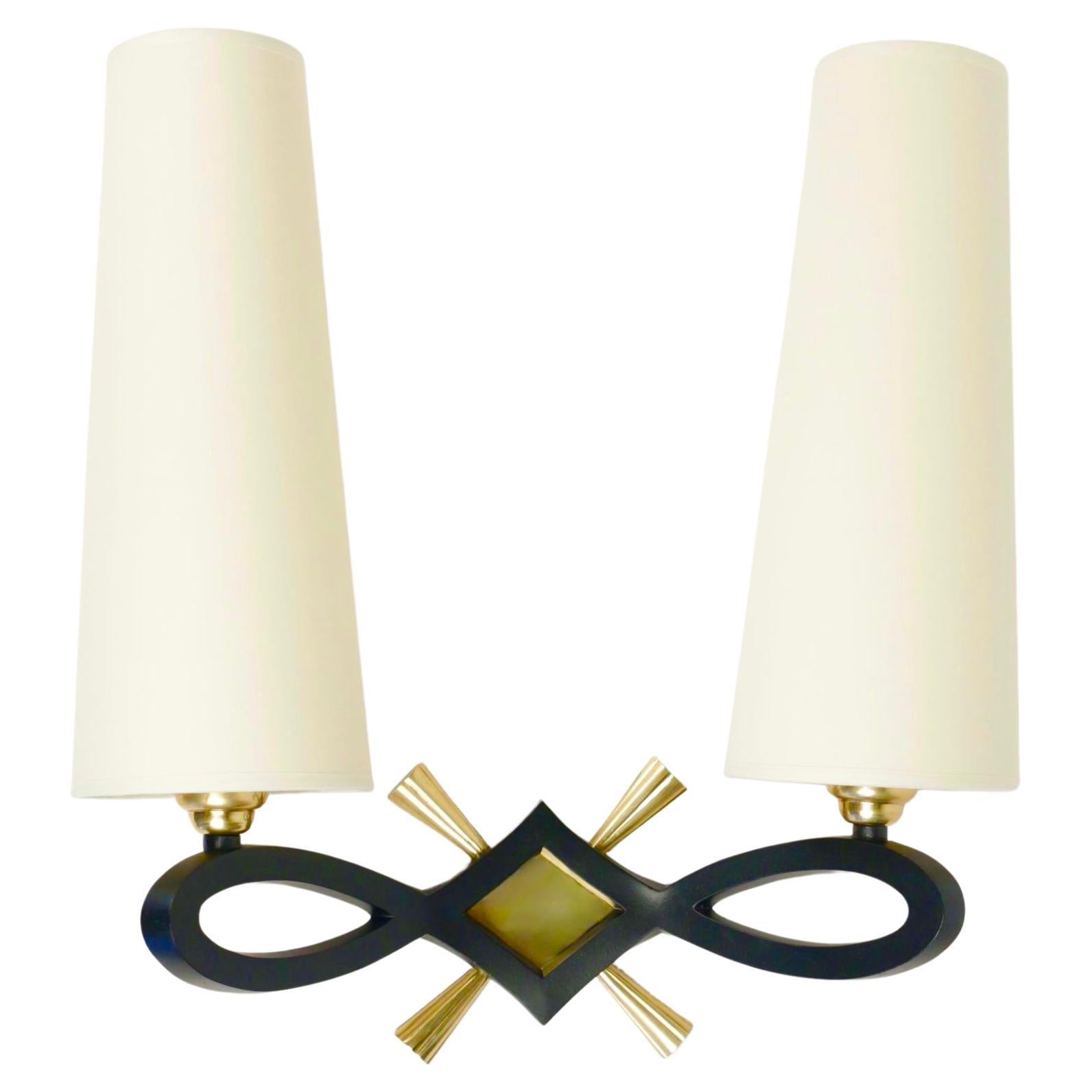 Brass 1940 Pair of Wall Lights by Marcel Guillemard