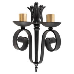 1940 Paar schmiedeeiserne Wandleuchten Maison Cheret