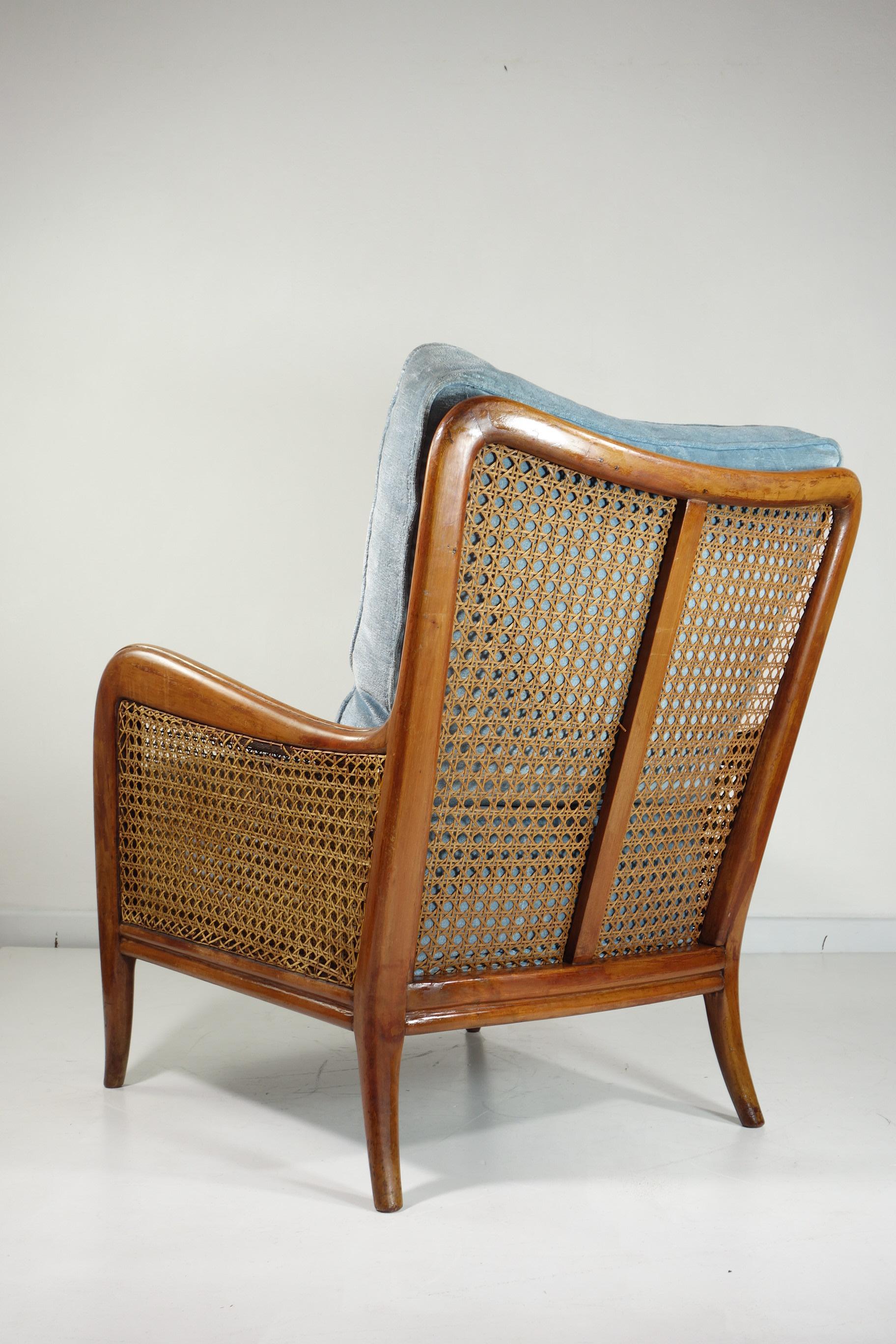 1940 Paolo Buffa Cane Wood Italienisches Design Sesselpaar im Angebot 4