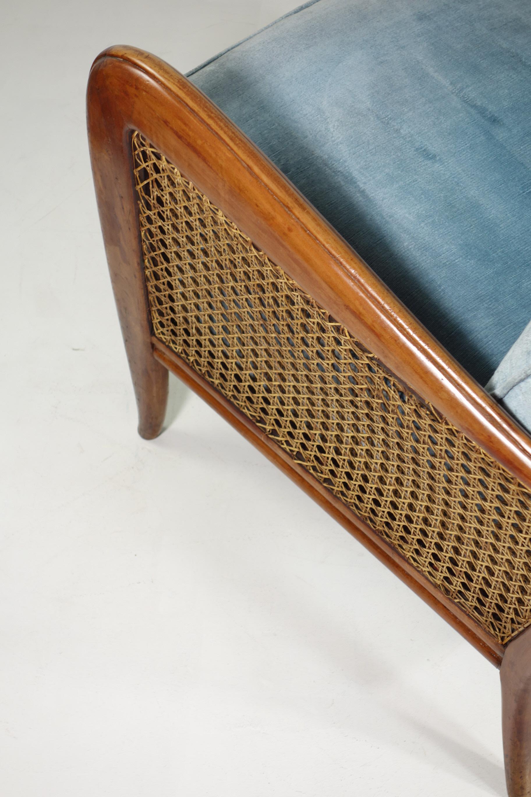 1940 Paolo Buffa Cane Wood Italienisches Design Sesselpaar im Angebot 5