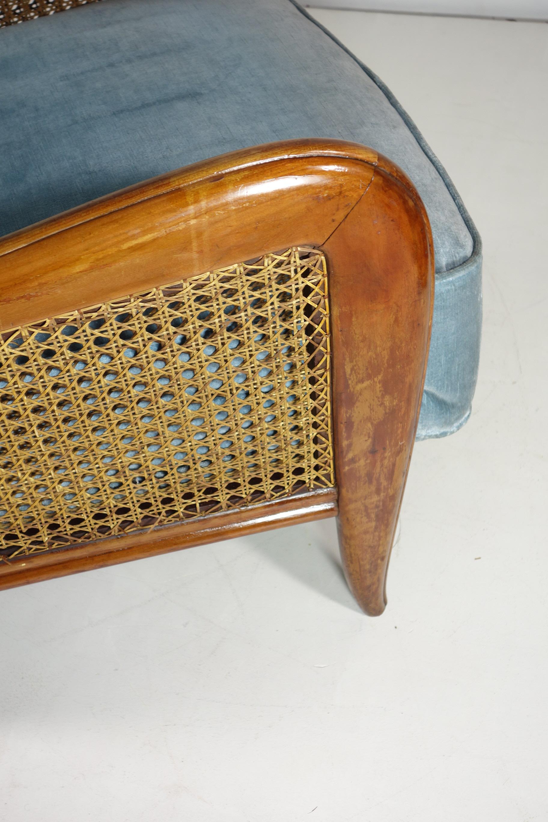 1940 Paolo Buffa Cane Wood Italienisches Design Sesselpaar im Angebot 8