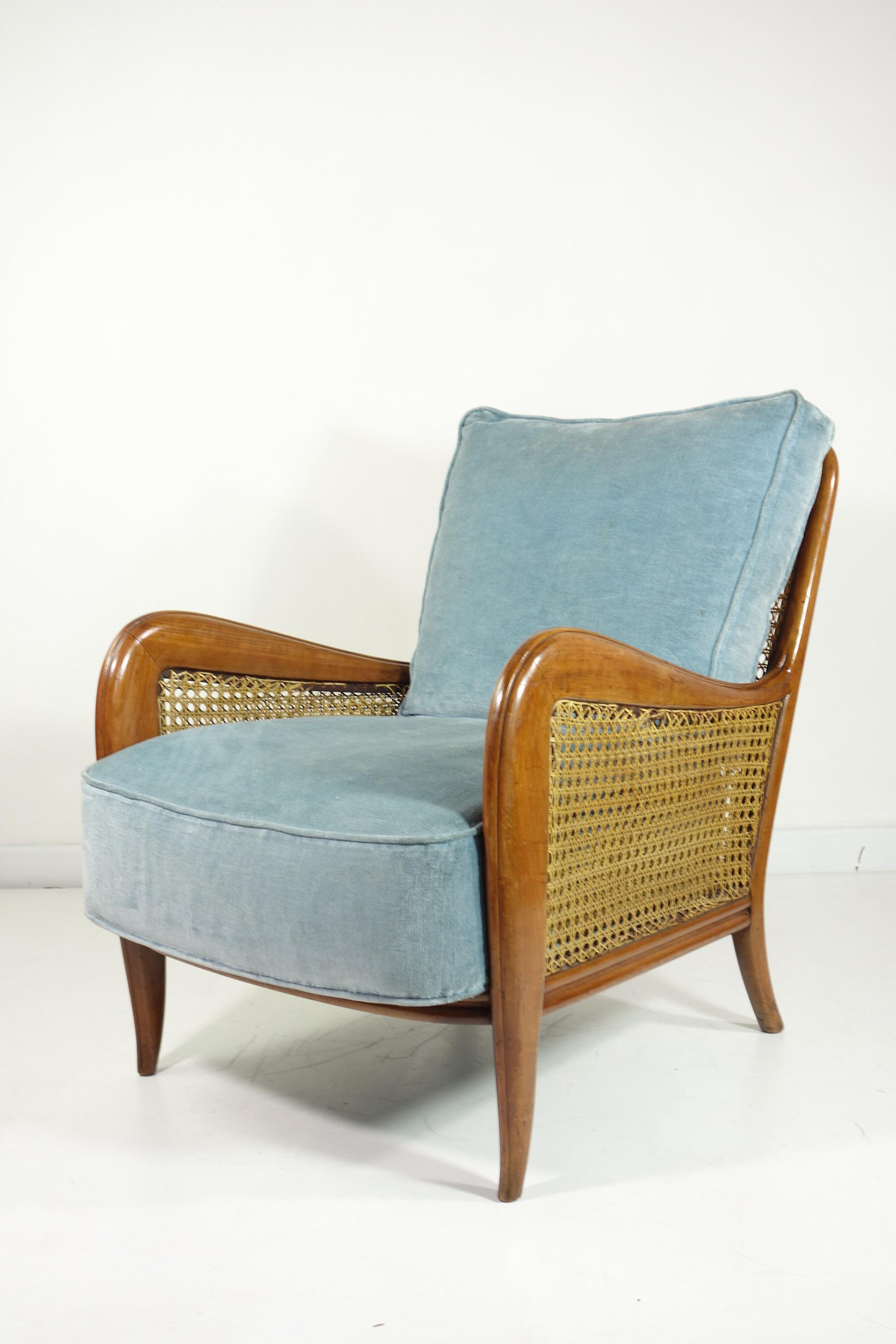 1940 Paolo Buffa Cane Wood Italienisches Design Sesselpaar im Angebot 12