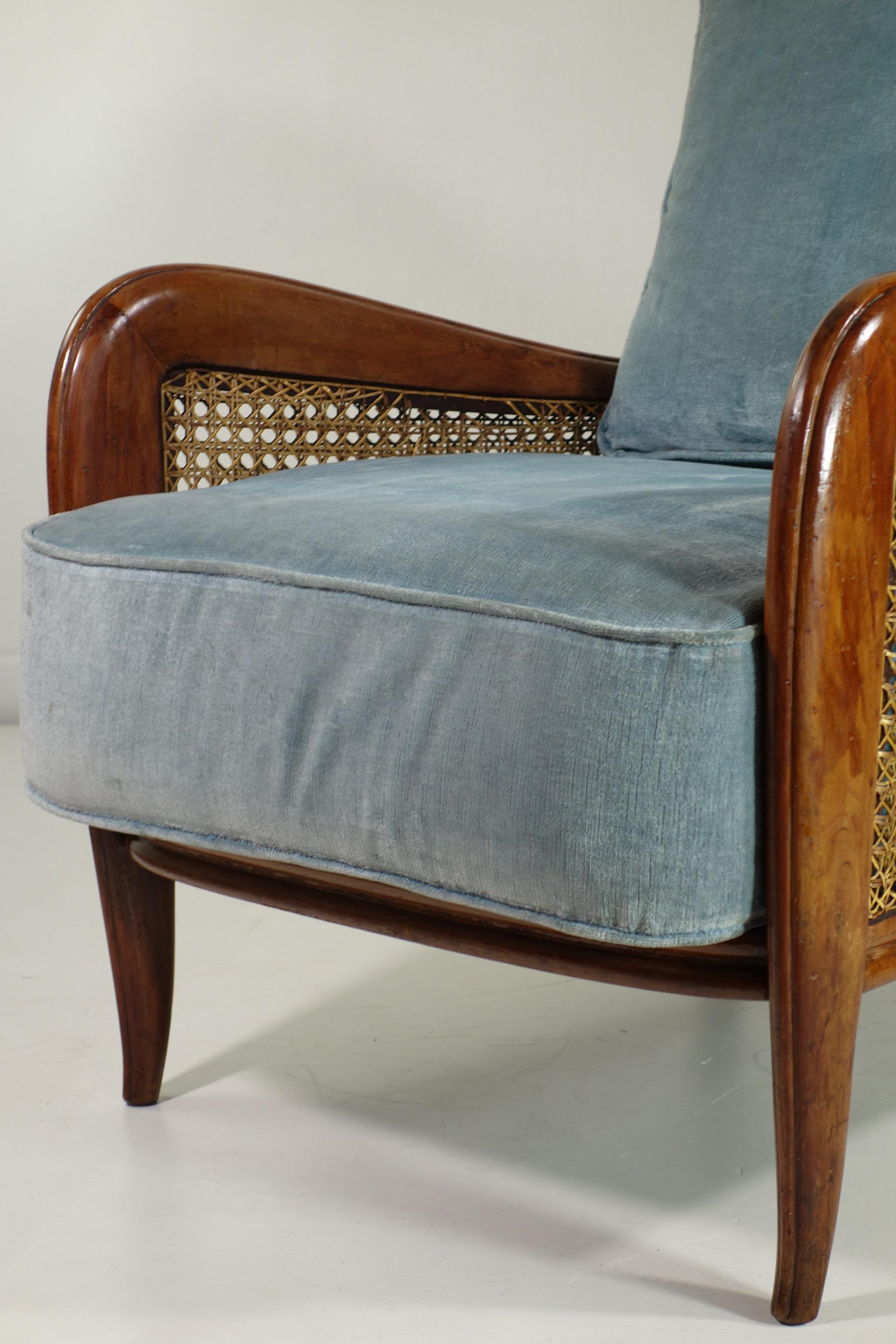 1940 Paolo Buffa Cane Wood Italienisches Design Sesselpaar im Zustand „Gut“ im Angebot in Brescia, IT